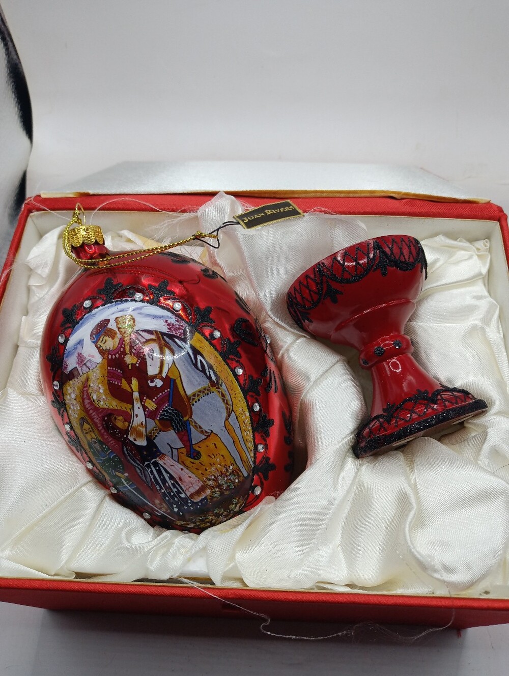 Joan Rivers Classic Collection Russian Egg Ornament With Stand NIB